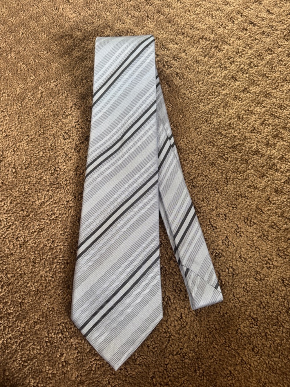 Giorgio Armani Light Gray and Black Striped Tie